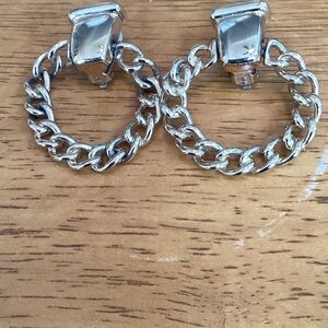 Givenchy Gold Tone Chain Hoop Earrings